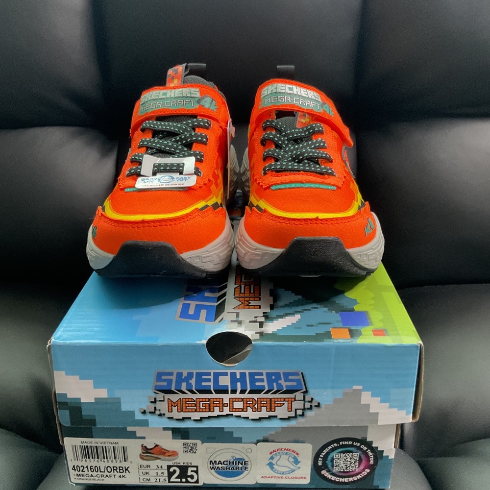 Skechers Kids' Mega-Craft 4K Sneakers Orange Black Size 2.5 Youth - Picture 8 of 10